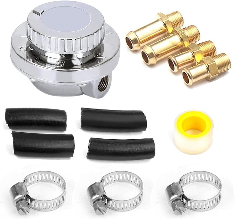 YESHMA 1-5 PSI Universal Fuel Pressure Regulator Adjustable Manual for Carburetor Carb Zinc Alloy with 5/16 3/8 Fittings - Image 1